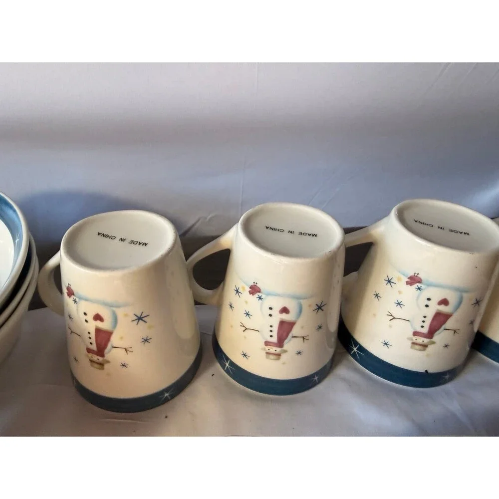 Royal seasons stoneware snowman dinner set